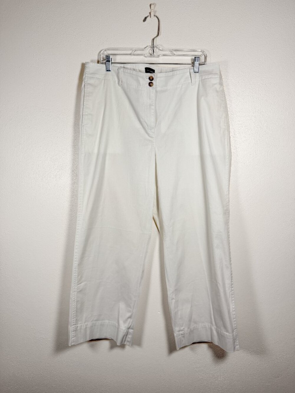 Talbots New England Chino Crop Pants White Size 16P Wide Leg Capri